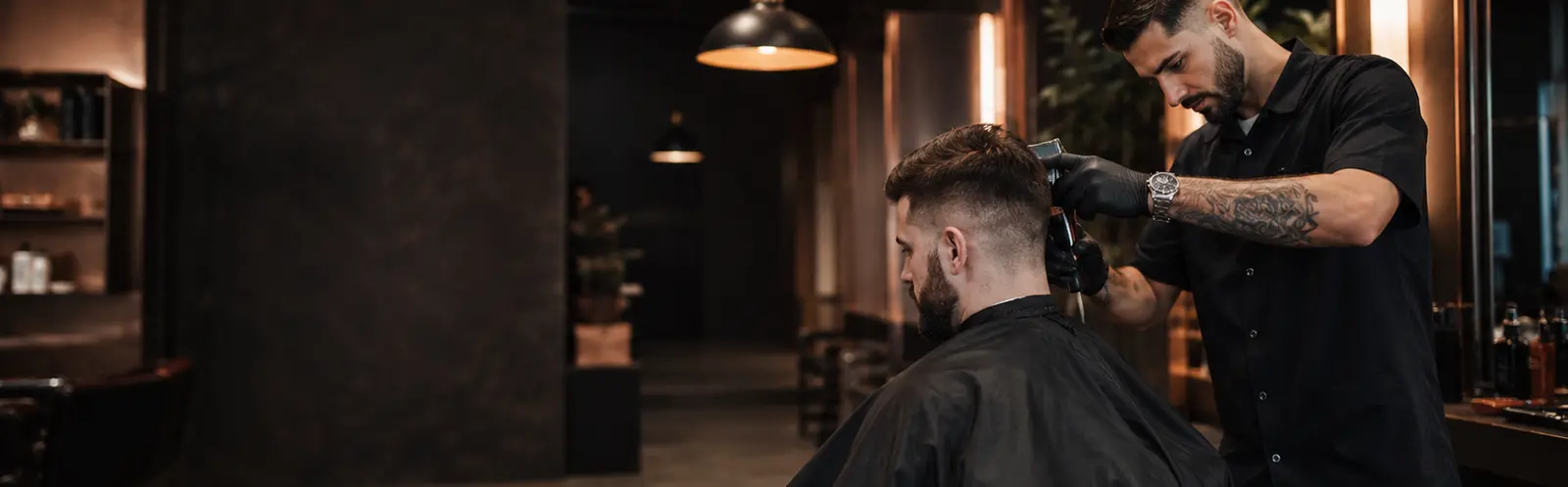 Barbershop interior with barber chairs